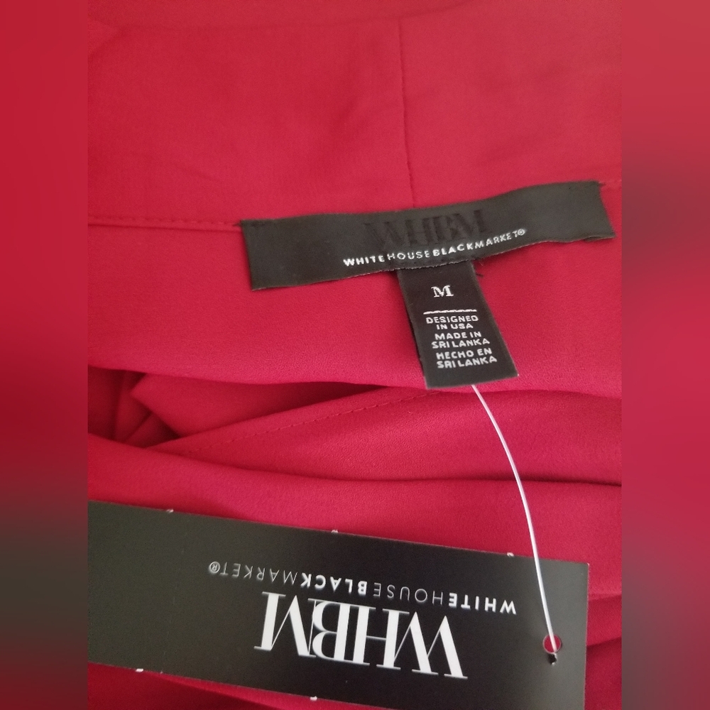 WHBM Long Sleeve V Neck Blouse Deep Red - Picture 6 of 12